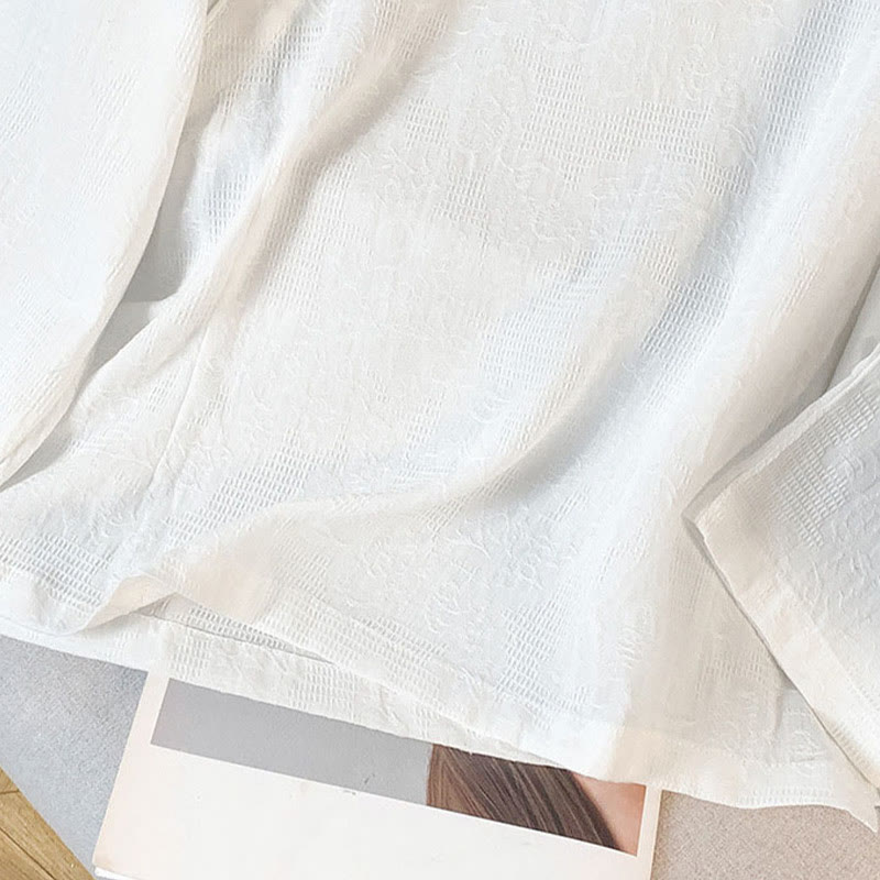 Koszula damska z długim rękawem z bawełny Buddha Stones Commute Jacquard z chińskimi guzikami żabowymi i stójką - image 16