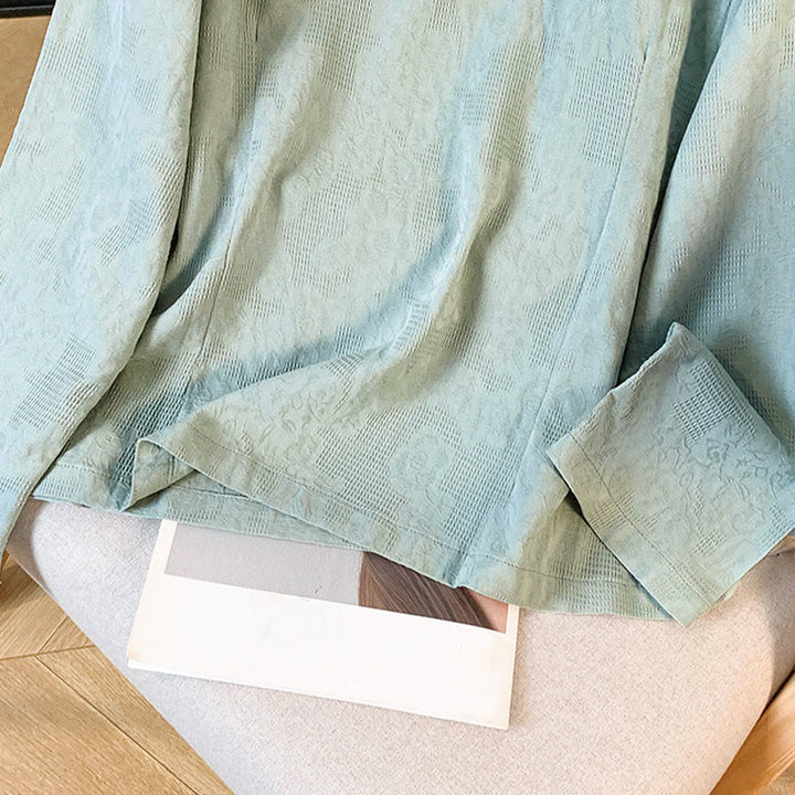 Koszula damska z długim rękawem z bawełny Buddha Stones Commute Jacquard z chińskimi guzikami żabowymi i stójką - image 9