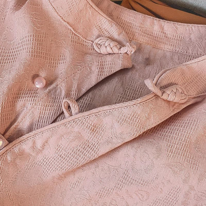 Koszula damska z długim rękawem z bawełny Buddha Stones Commute Jacquard z chińskimi guzikami żabowymi i stójką - image 25