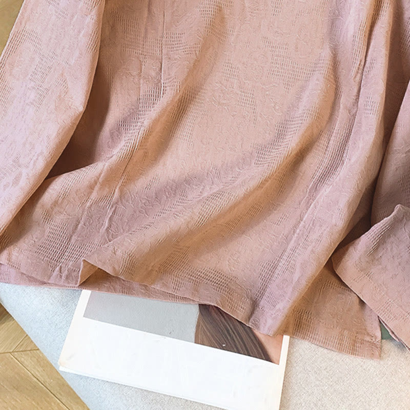 Koszula damska z długim rękawem z bawełny Buddha Stones Commute Jacquard z chińskimi guzikami żabowymi i stójką - image 27