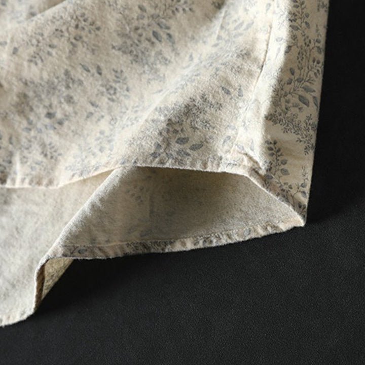 Koszula damska z długim rękawem z bawełny z nadrukiem w kwiaty i guzikami w kształcie Buddha Stones - image 8