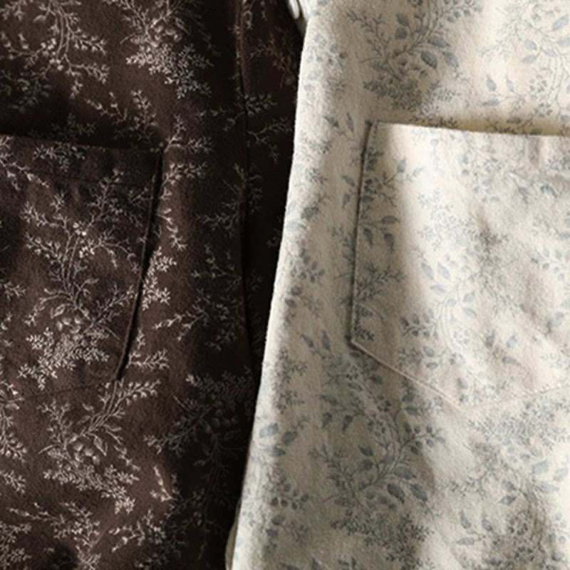 Koszula damska z długim rękawem z bawełny z nadrukiem w kwiaty i guzikami w kształcie Buddha Stones - image 13