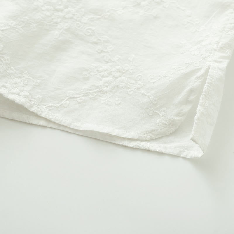 Koszula damska z długim rękawem z bawełny z haftowanymi kwiatami i falbaną na kołnierzyku z motywem Buddha Stones - image 11