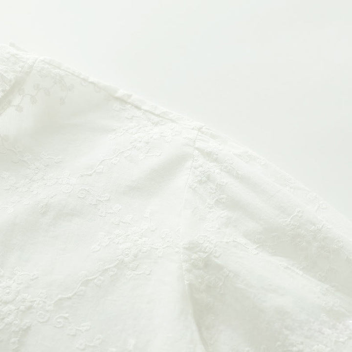 Koszula damska z długim rękawem z bawełny z haftowanymi kwiatami i falbaną na kołnierzyku z motywem Buddha Stones - image 7