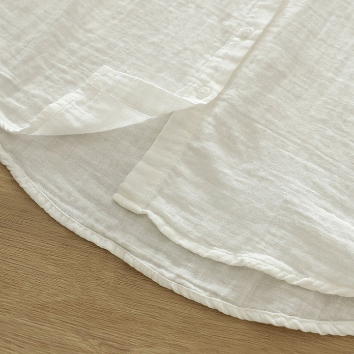 Koszula damska z długim rękawem z bawełny z kolorowymi kwiatowymi guzikami i Buddha Stones - image 12