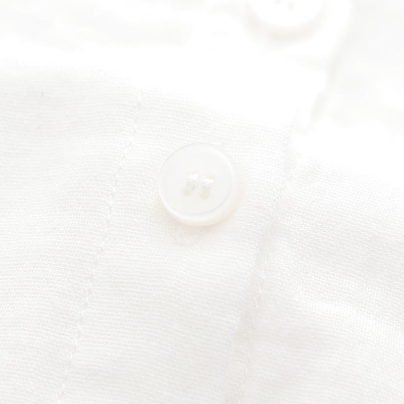 Koszula damska z długim rękawem z bawełny "Buddha Stones Fall White Green Grass Buttons" - image 10