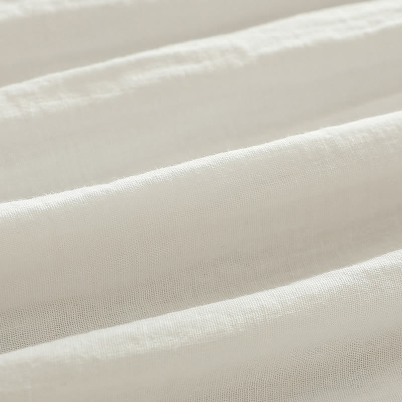 Koszula damska z długim rękawem z bawełny z haftowanymi guzikami w kształcie Buddha Stones w kolorze białym i geometrycznym - image 13