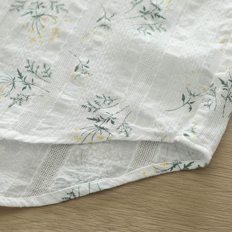 Koszula damska z długim rękawem z bawełny z długimi, białymi i żółtymi kwiatami w kształcie Buddha Stones - image 9