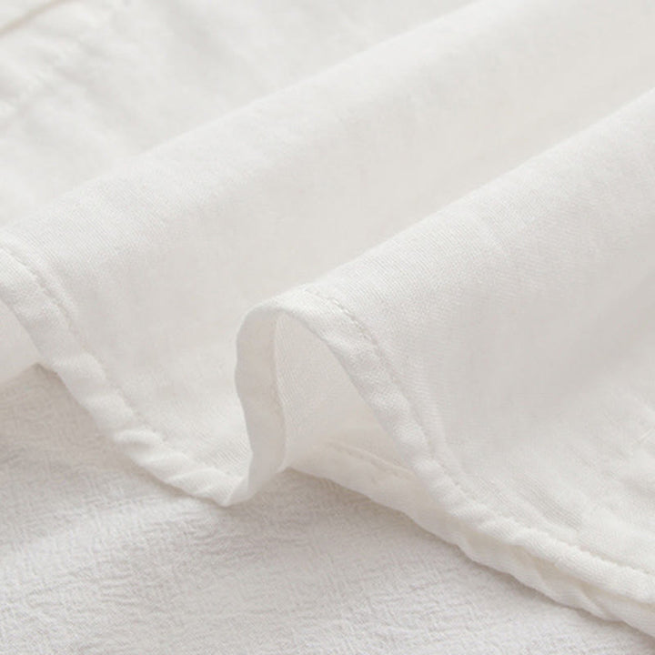 Koszula damska z długim rękawem z bawełny z haftowanymi guzikami i Buddha Stones w kolorze różowym i kwiatami śliwki - image 13