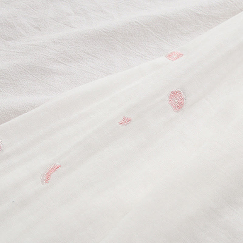 Koszula damska z długim rękawem z bawełny z haftowanymi guzikami i Buddha Stones w kolorze różowym i kwiatami śliwki - image 10