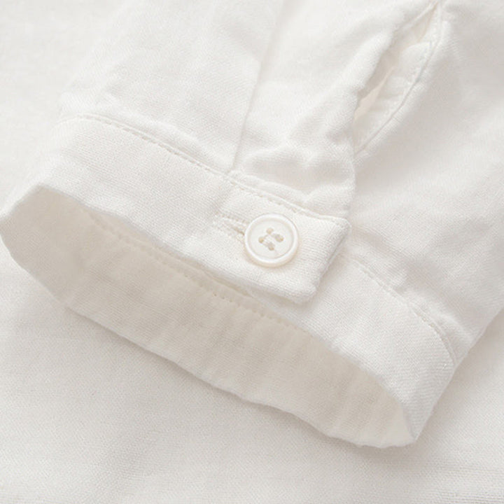 Koszula damska z długim rękawem z bawełny z haftowanymi guzikami i Buddha Stones w kolorze różowym i kwiatami śliwki - image 12