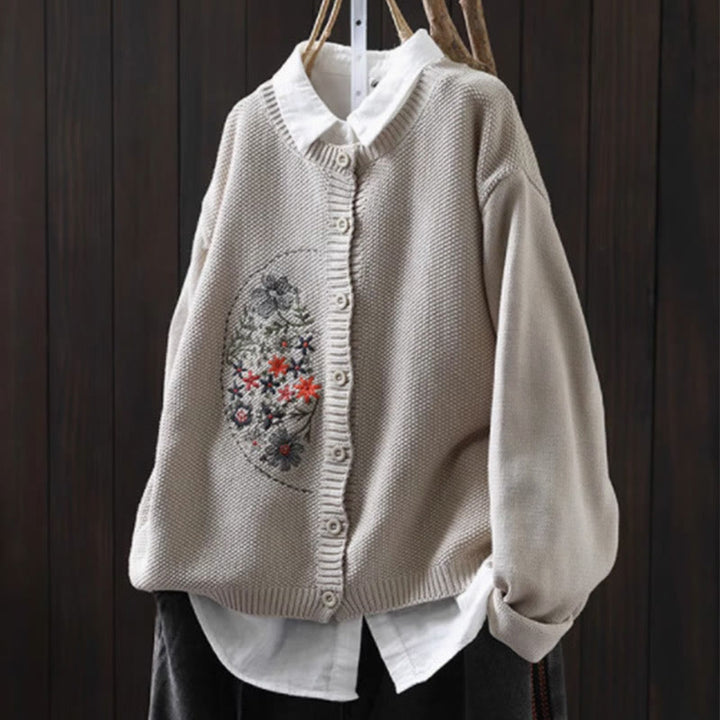 Sweter kardigan z długim rękawem i haftowanymi guzikami z motywem kamieni Buddha Stones damskiej - Bielizna - US4-6, UK/AU8-10, EU36-38 (F) - image 14