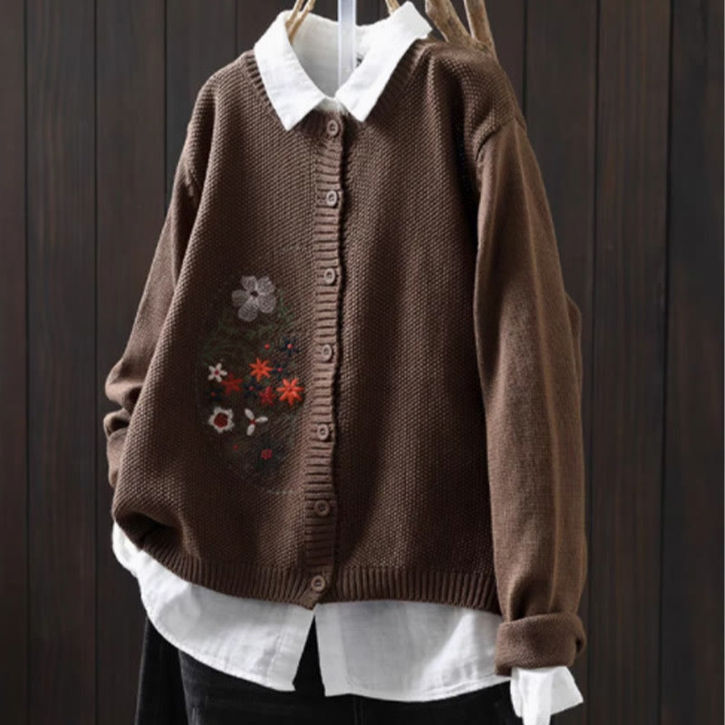 Sweter kardigan z długim rękawem i haftowanymi guzikami z motywem kamieni Buddha Stones damskiej - Sjena - US4-6, UK/AU8-10, EU36-38 (F) - image 20