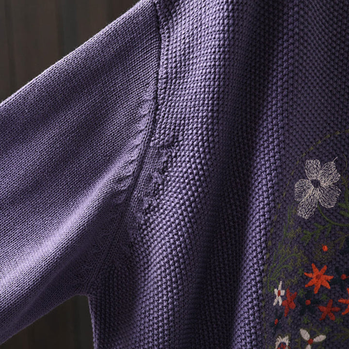 Sweter kardigan z długim rękawem i haftowanymi guzikami z motywem kamieni Buddha Stones damskiej - image 9