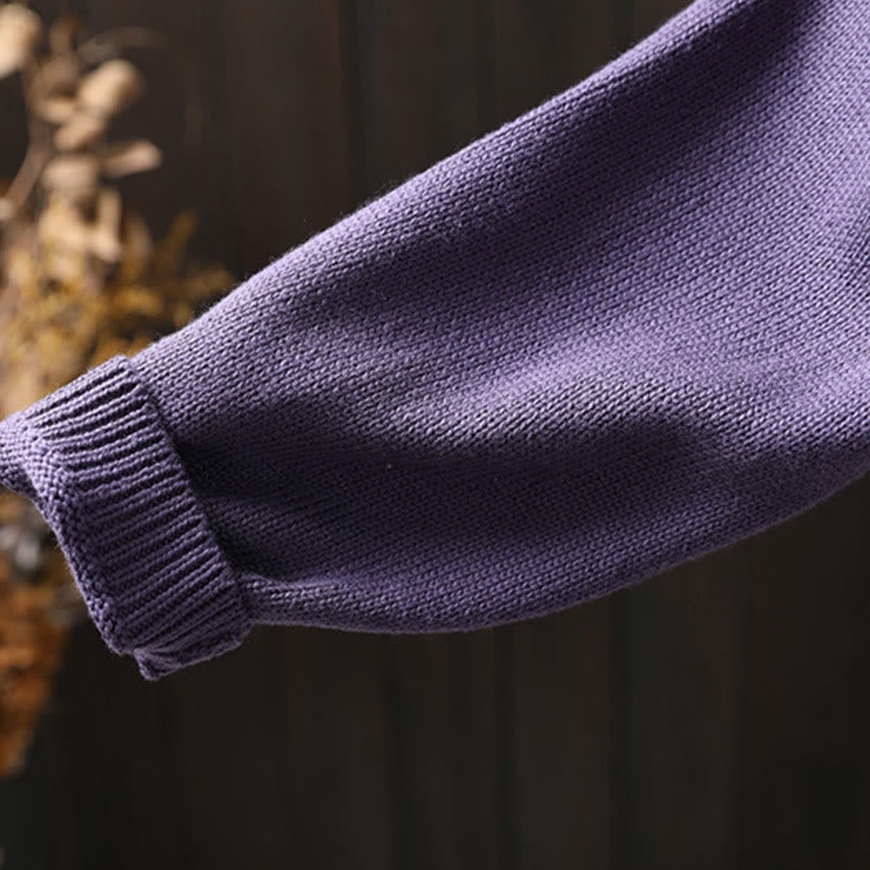 Sweter kardigan z długim rękawem i haftowanymi guzikami z motywem kamieni Buddha Stones damskiej - image 12