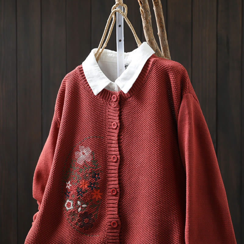 Sweter kardigan z długim rękawem i haftowanymi guzikami z motywem kamieni Buddha Stones damskiej - image 19