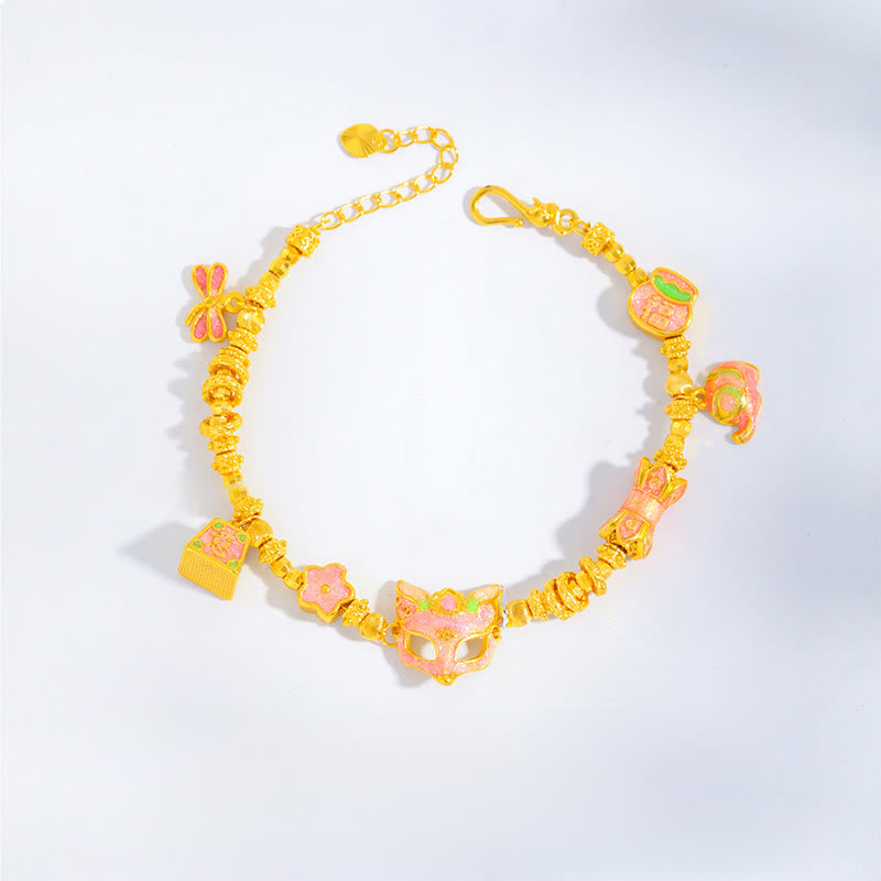 Bransoletka z miedzianym urokiem szczęścia i Buddha Stones z postacią Lisa Fu Ruyi - image 2