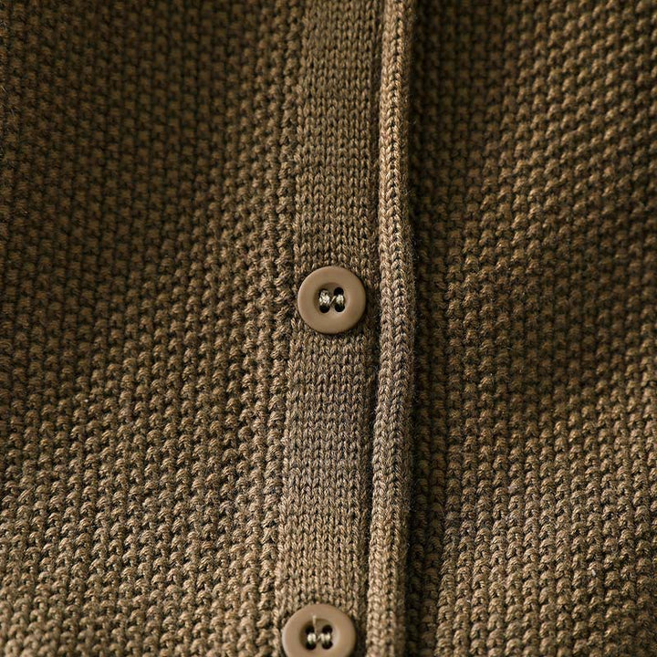 Sweter kardigan z długim rękawem i bawełny z motywem Buddha Stones, z kwiatowymi guzikami i długimi rękawami - image 9