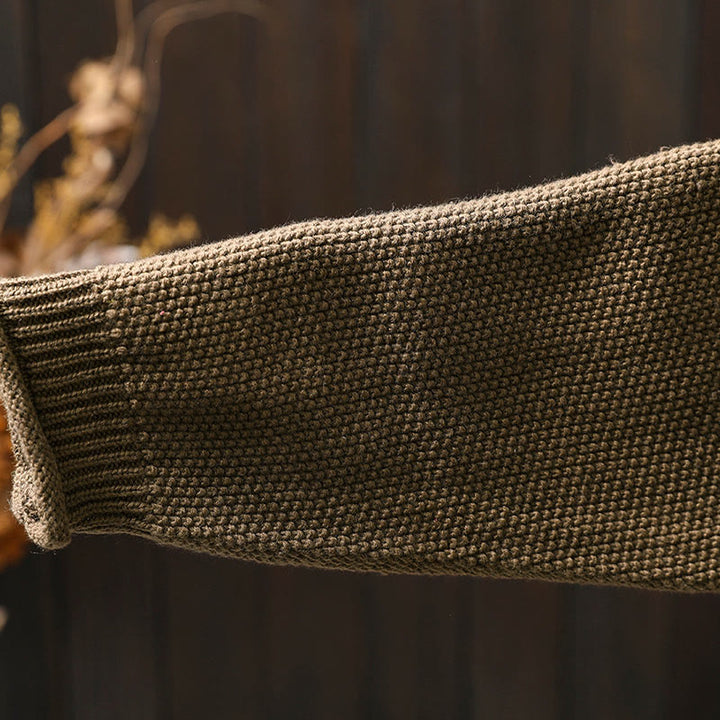 Sweter kardigan z długim rękawem i bawełny z motywem Buddha Stones, z kwiatowymi guzikami i długimi rękawami - image 13