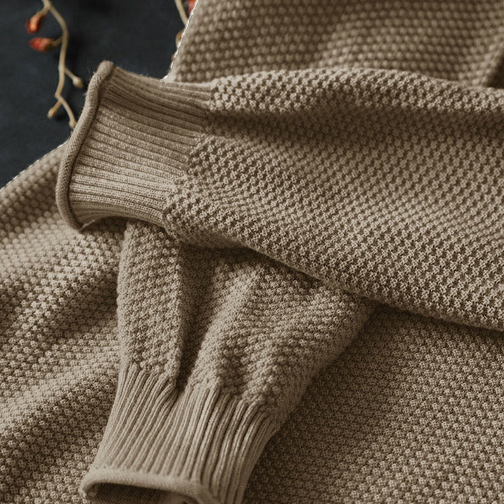 Sweter damski z długim rękawem i dzianiny z bawełny z długimi, kolorowymi guzikami i dekoltem w serek z Buddha Stones - image 4