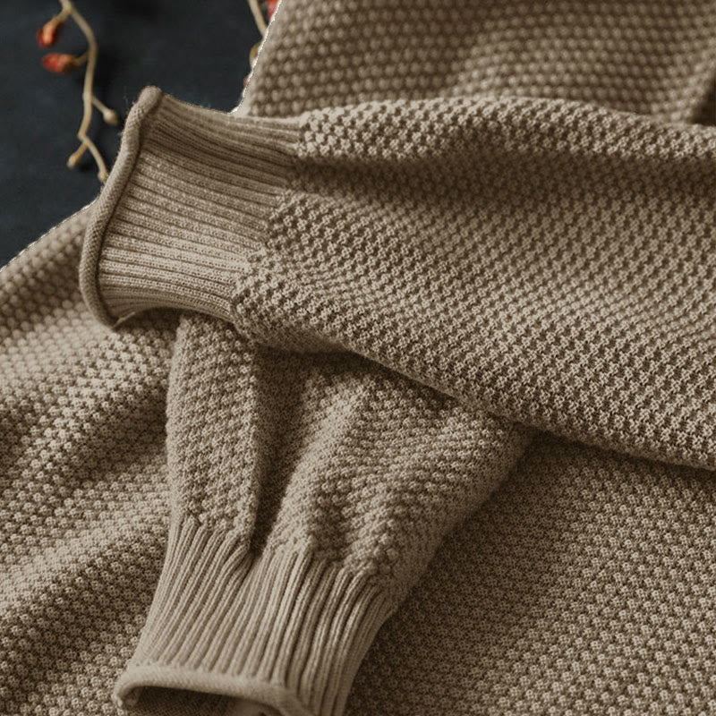 Sweter damski z długim rękawem i dzianiny z bawełny z długimi, kolorowymi guzikami i dekoltem w serek z Buddha Stones - image 4