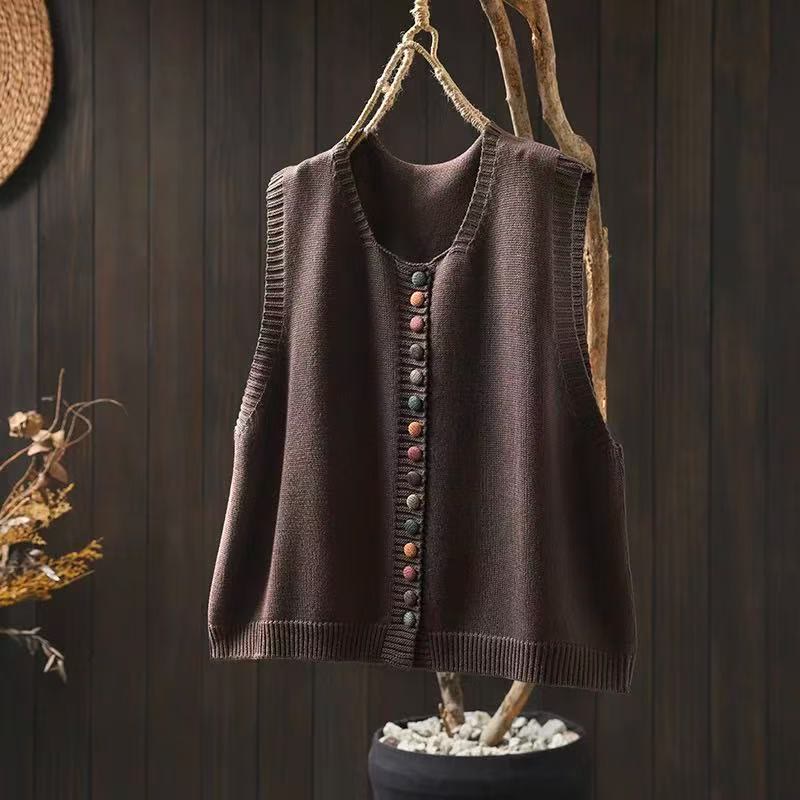 Kamizelka bez rękawów z Buddha Stones - SaddleBrown - US4-6, UK/AU8-10, EU36-38 (F) - image 3