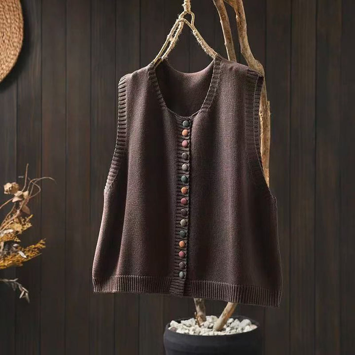 Kamizelka bez rękawów z Buddha Stones - SaddleBrown - US4-6, UK/AU8-10, EU36-38 (F) - image 3