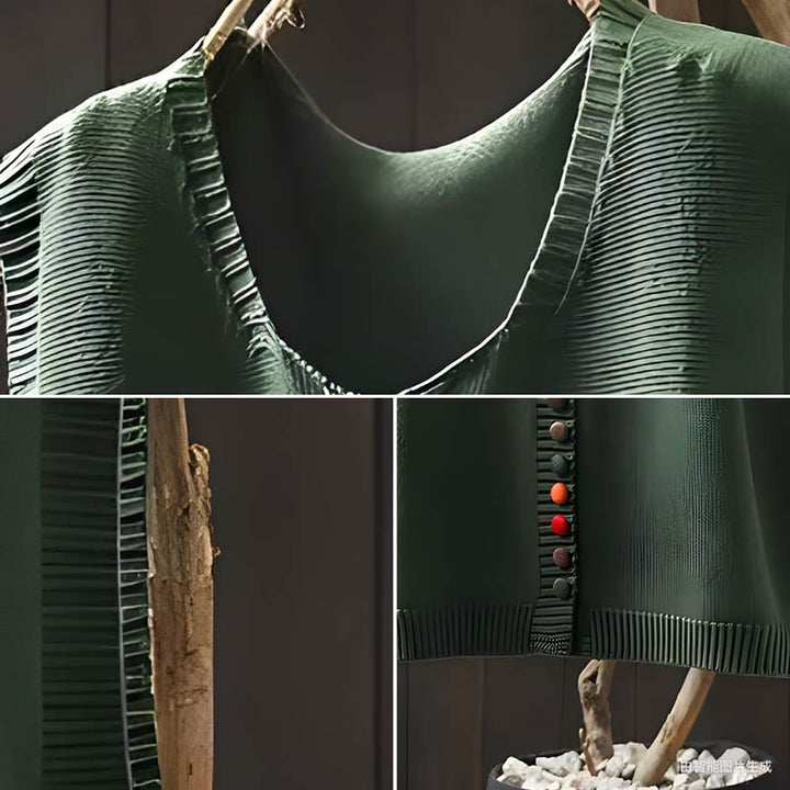 Kamizelka damska bez rękawów z dzianiny bawełnianej z kolorowymi guzikami i Buddha Stones - image 8