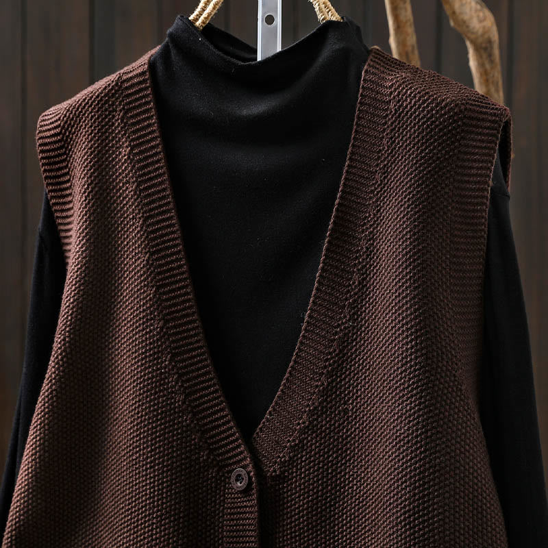 Kamizelka damska bez rękawów z dzianiny bawełnianej z haftowanymi guzikami w kształcie Buddha Stones i drzewa królika - image 22