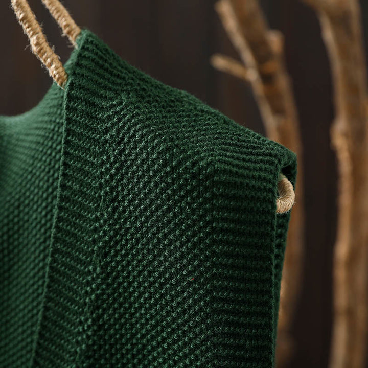 Kamizelka damska bez rękawów z dzianiny bawełnianej z haftowanymi guzikami w kształcie Buddha Stones i drzewa królika - image 8