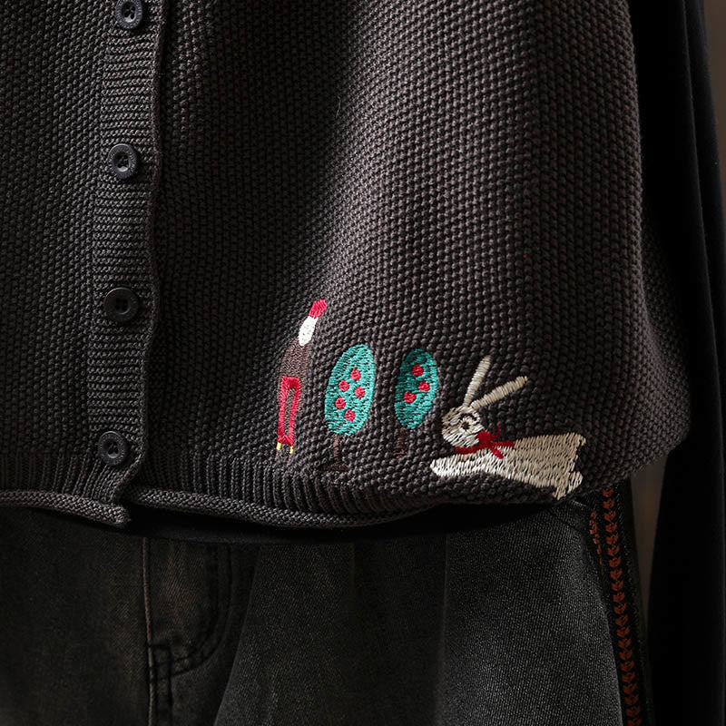 Kamizelka damska bez rękawów z dzianiny bawełnianej z haftowanymi guzikami w kształcie Buddha Stones i drzewa królika - image 20