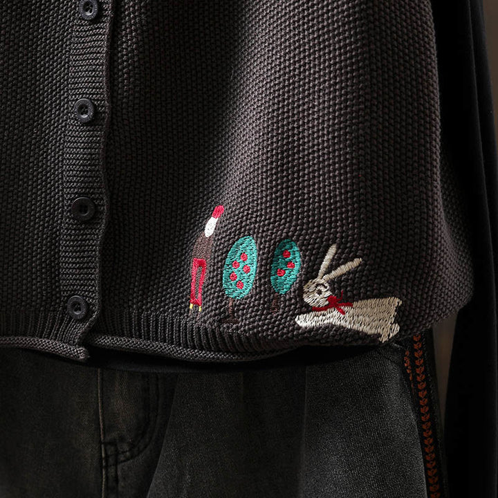 Kamizelka damska bez rękawów z dzianiny bawełnianej z haftowanymi guzikami w kształcie Buddha Stones i drzewa królika - image 20