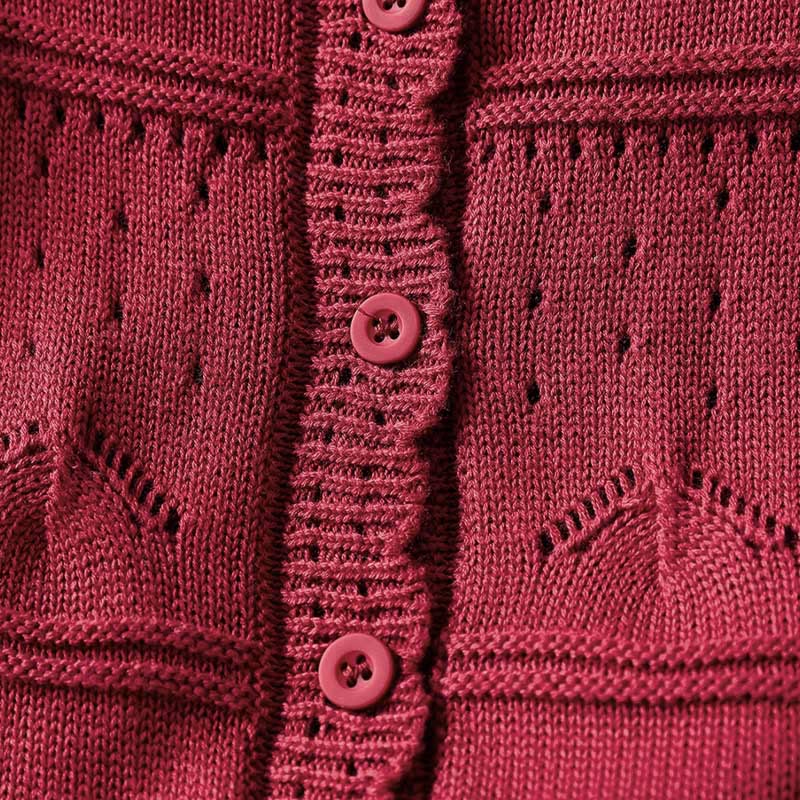 Sweter kardigan z długim rękawem i kieszeniami z dzianiny Buddha Stones Fall Lace Buttons Cotton - image 6