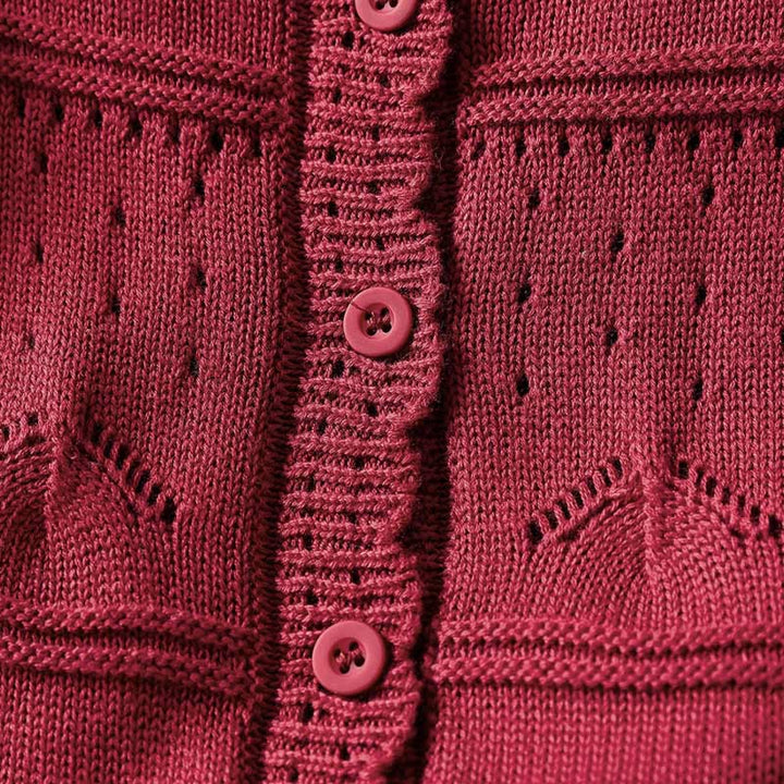 Sweter kardigan z długim rękawem i kieszeniami z dzianiny Buddha Stones Fall Lace Buttons Cotton - image 6