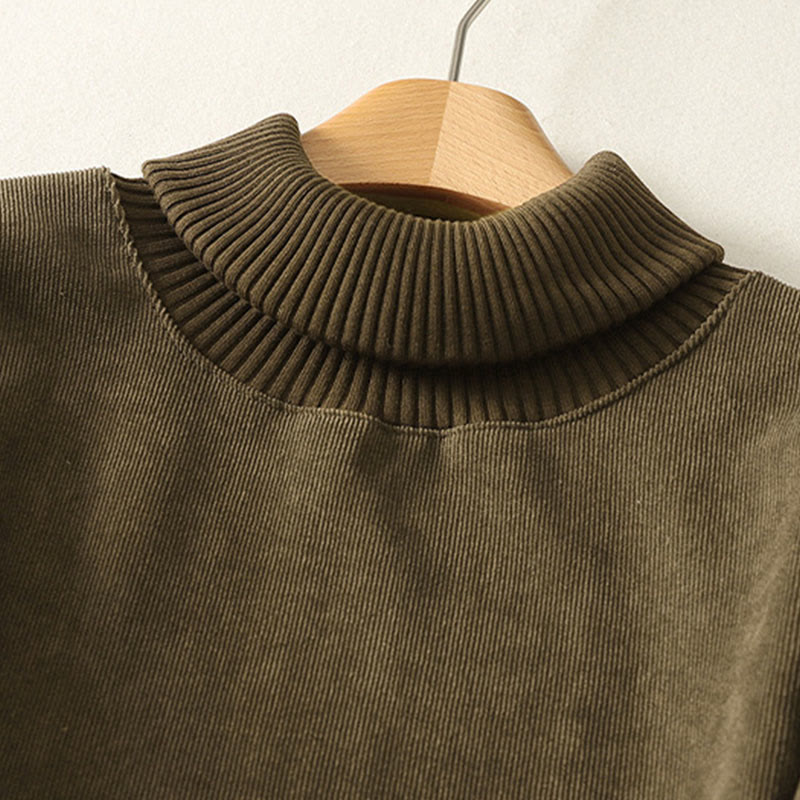 Sukienka midi damska z długim rękawem i kieszeniami, zimowa, bawełniana, z wysokim kołnierzem i Buddha Stones - image 17