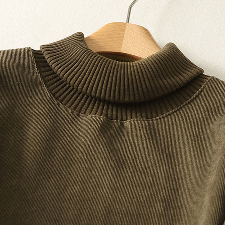 Sukienka midi damska z długim rękawem i kieszeniami, zimowa, bawełniana, z wysokim kołnierzem i Buddha Stones - image 17