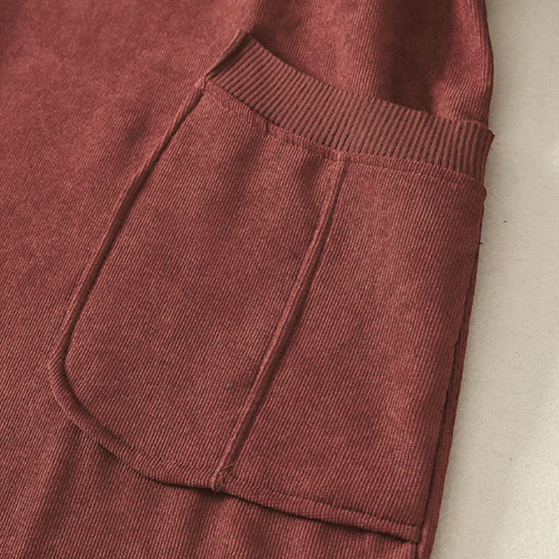 Sukienka midi damska z długim rękawem i kieszeniami, zimowa, bawełniana, z wysokim kołnierzem i Buddha Stones - image 10