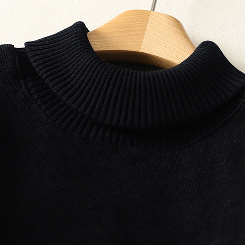 Sukienka midi damska z długim rękawem i kieszeniami, zimowa, bawełniana, z wysokim kołnierzem i Buddha Stones - image 22