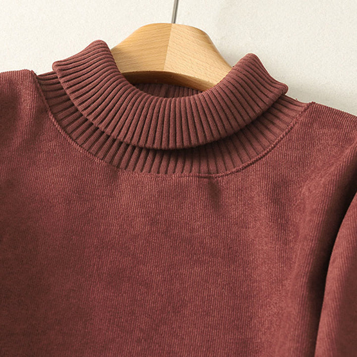 Sukienka midi damska z długim rękawem i kieszeniami, zimowa, bawełniana, z wysokim kołnierzem i Buddha Stones - image 8