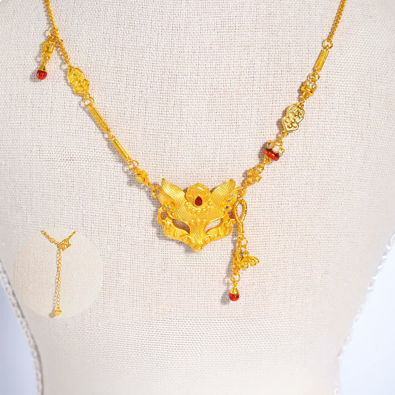 Naszyjnik z wisiorkiem z frędzlami i kamieniem Buddy w kształcie lisa - image 1