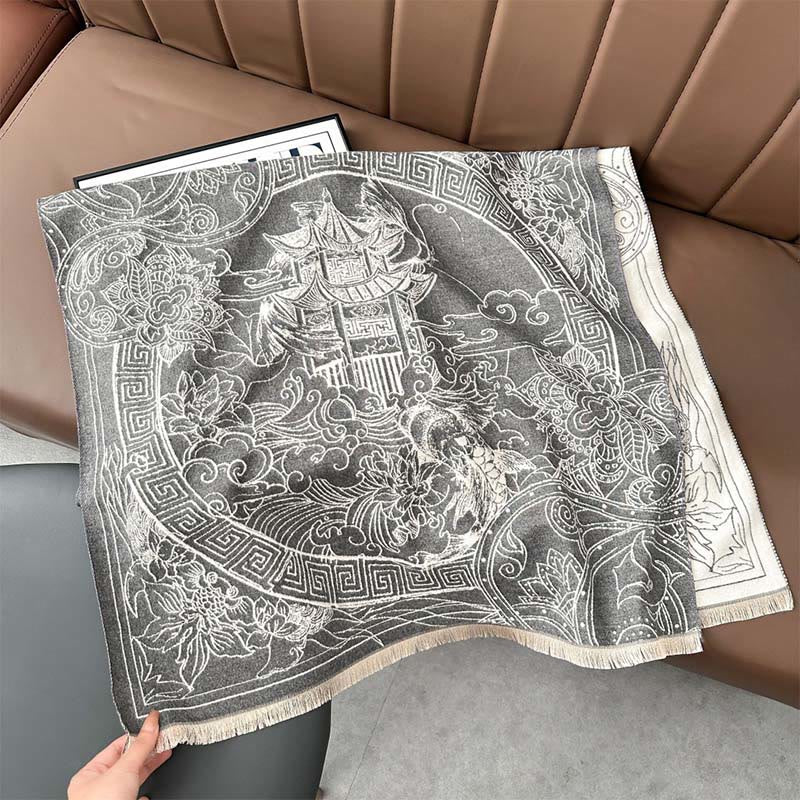 Buddha Stones, jesienny pawilon, kwiaty ryby Koi, fale, przytulny szalik - image 2