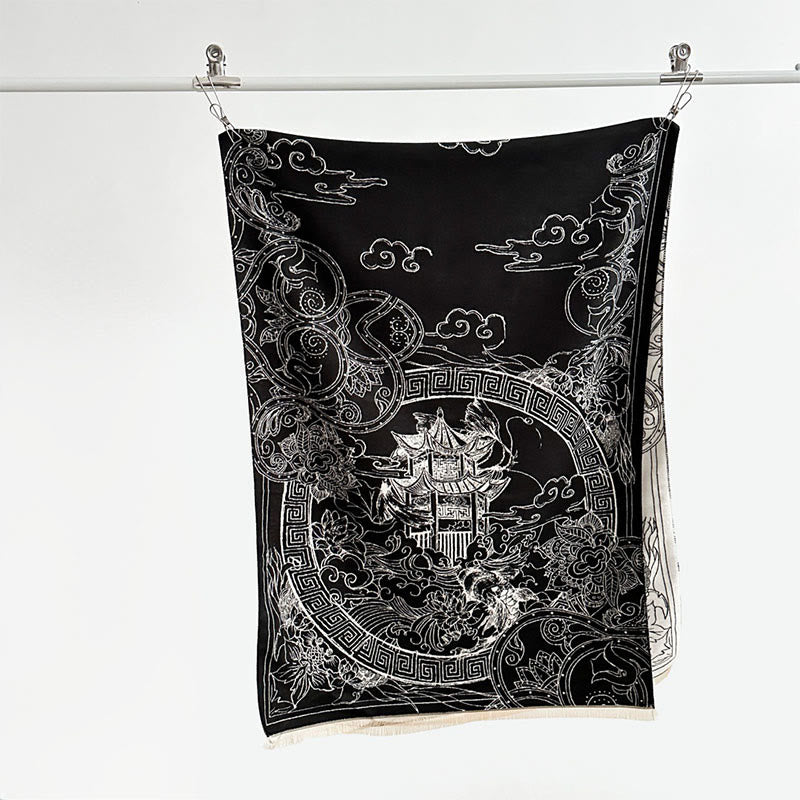 Buddha Stones, jesienny pawilon, kwiaty ryby Koi, fale, przytulny szalik - image 8