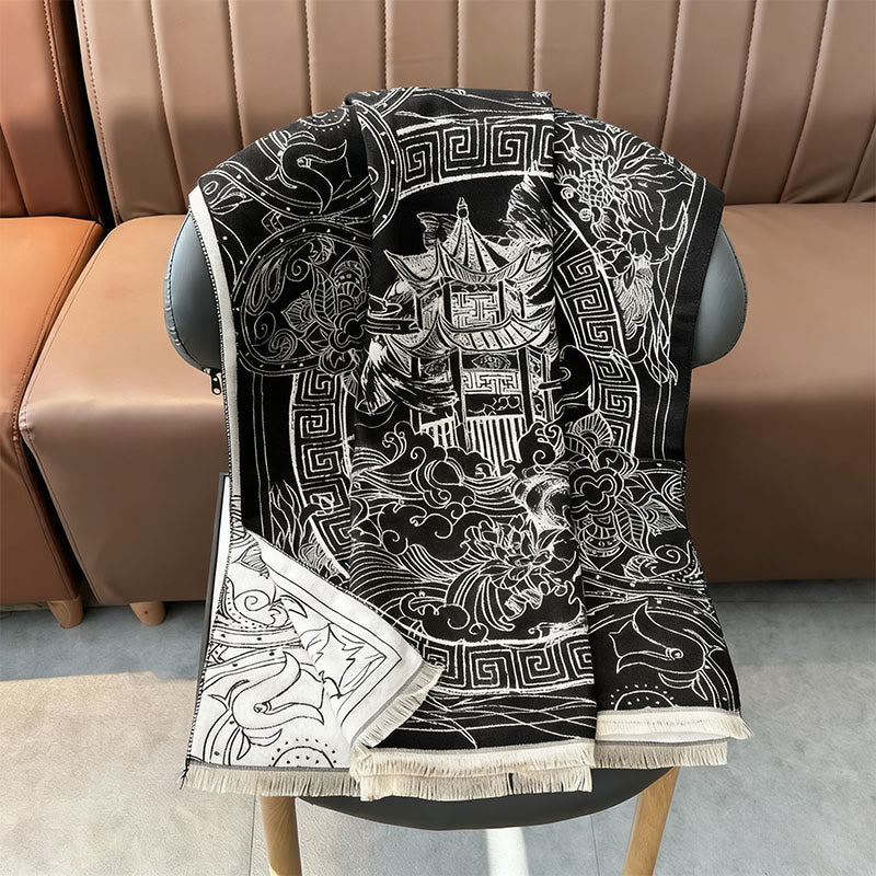 Buddha Stones, jesienny pawilon, kwiaty ryby Koi, fale, przytulny szalik - image 6