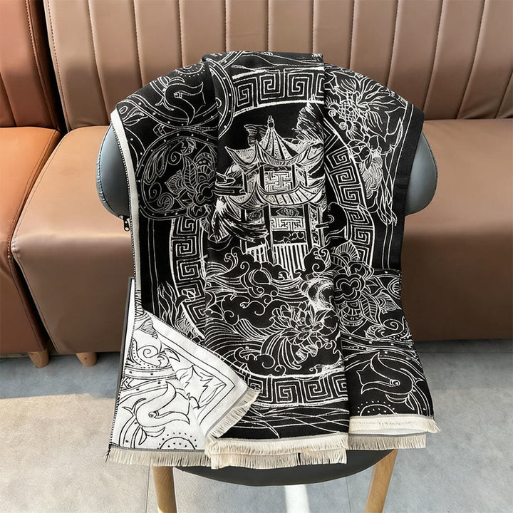 Buddha Stones, jesienny pawilon, kwiaty ryby Koi, fale, przytulny szalik - image 6