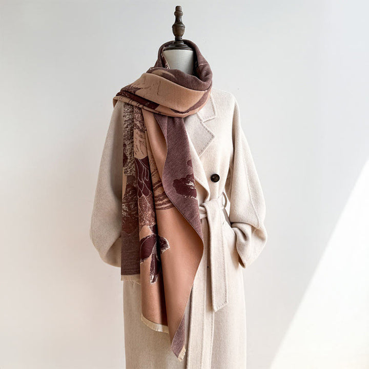 Buddha Stones Zima Bocian Ptaki Kwiaty Lotosu Liście Wzór Miękki Szalik Szal - image 14