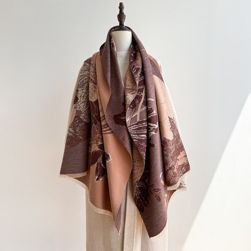 Buddha Stones Zima Bocian Ptaki Kwiaty Lotosu Liście Wzór Miękki Szalik Szal - image 13