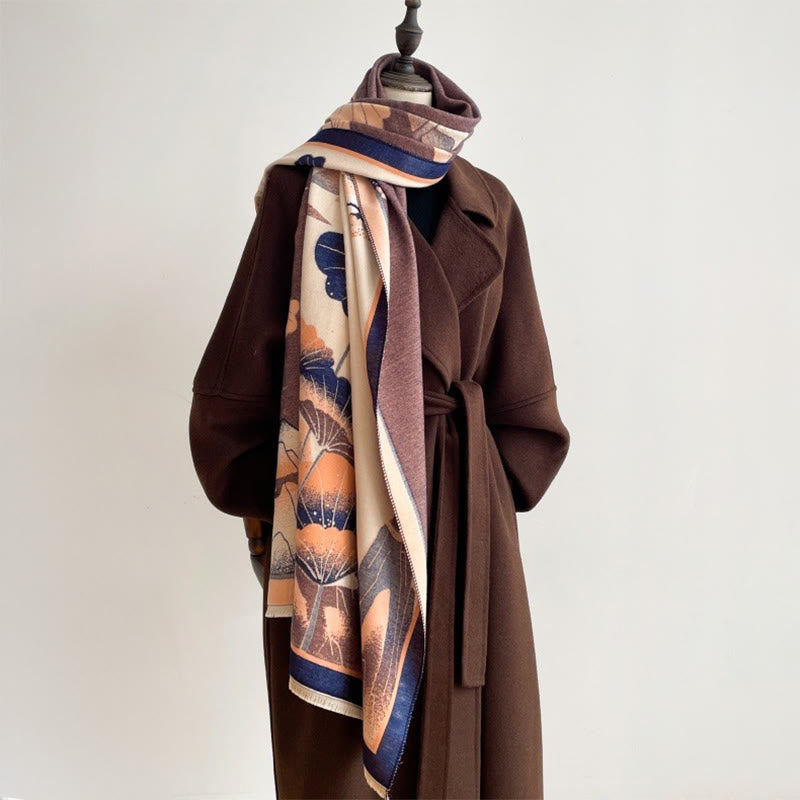 Buddha Stones Zima Góra Kwiaty Lotosu Liście Wzór Miękki Szalik Szal - image 15