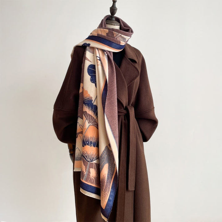 Buddha Stones Zima Góra Kwiaty Lotosu Liście Wzór Miękki Szalik Szal - image 15