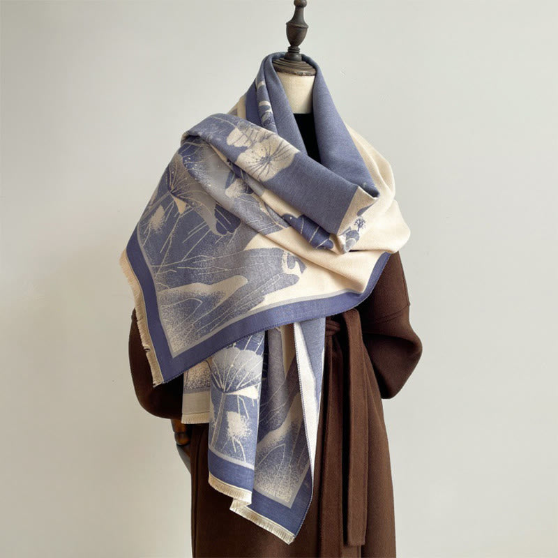 Buddha Stones Zima Góra Kwiaty Lotosu Liście Wzór Miękki Szalik Szal - image 8