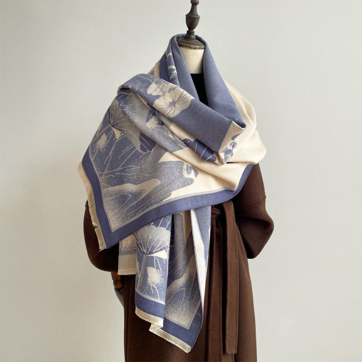 Buddha Stones Zima Góra Kwiaty Lotosu Liście Wzór Miękki Szalik Szal - image 8